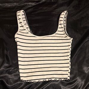 Elegant Black and White Striped Crop Top